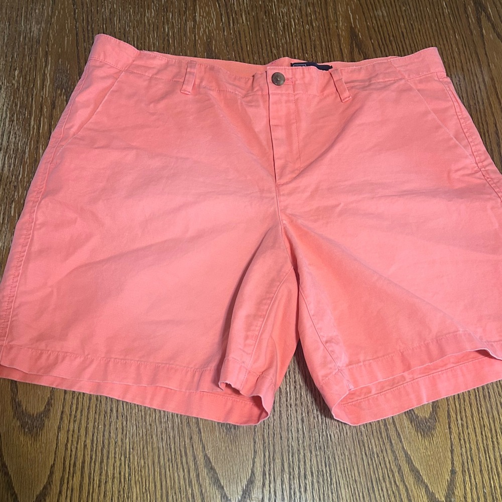 Gap Womens Coral Pink Chino Shorts Size 14 Mid Rise Stretch Cotton Casual Summer